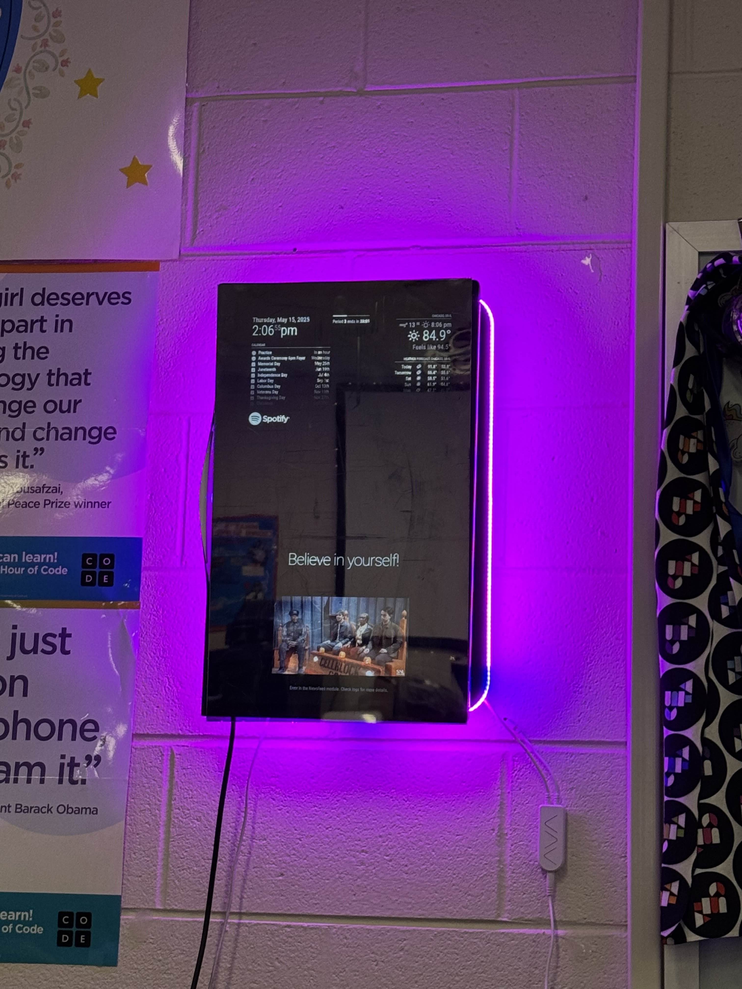 Early reflection test showing UI elements on the acrylic